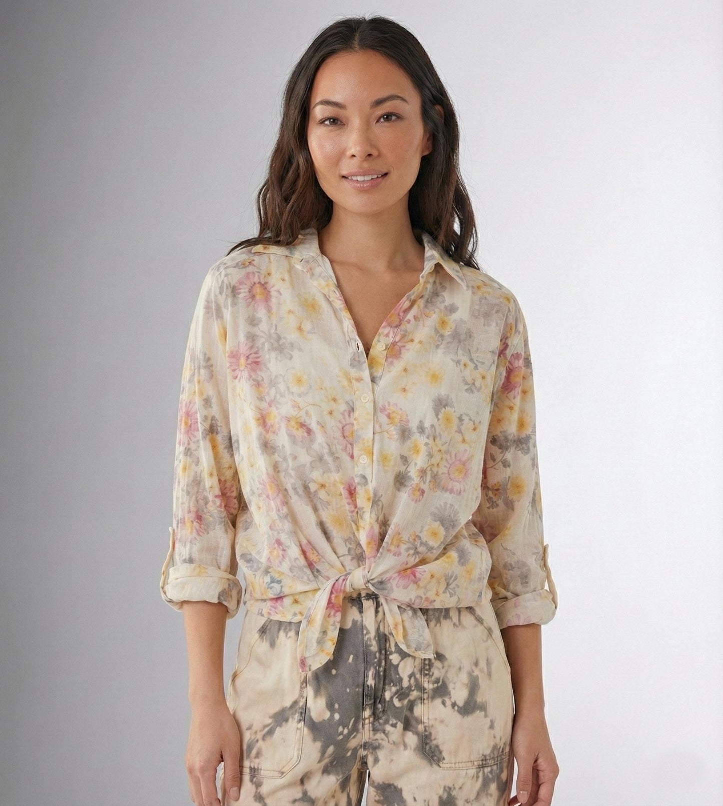 Dragonfly Patchwork Cotton Voile Shirt Whimsigoth Floral Detail - Image 5