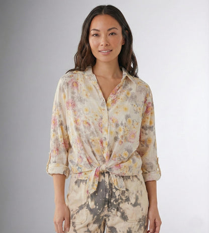 Dragonfly Patchwork Cotton Voile Shirt Whimsigoth Floral Detail - Image 5