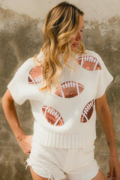Side angle showing the breathable polyester knit and relaxed silhouette of the game day top