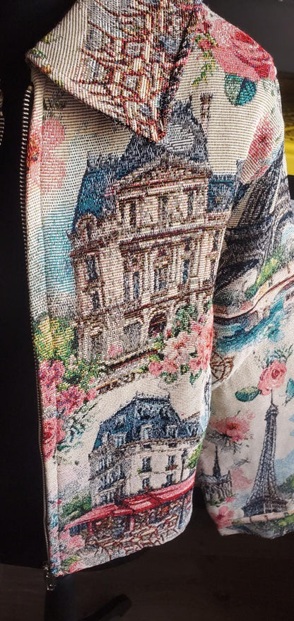Women's Jacket Tapestry Floral Cotton Blend Cottagecore