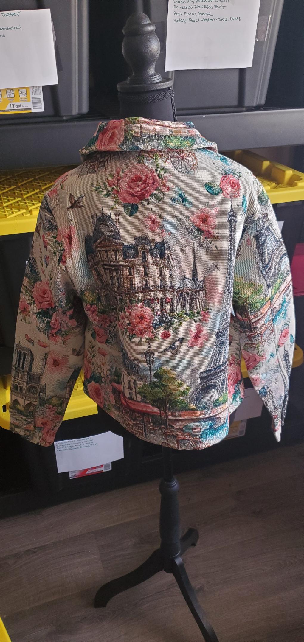 Women's Jacket Tapestry Floral Cotton Blend Cottagecore