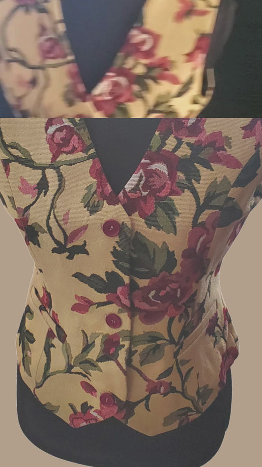 Women's Rosalind Tapestry Waistcoat — Floral Jacquard Woven Vest