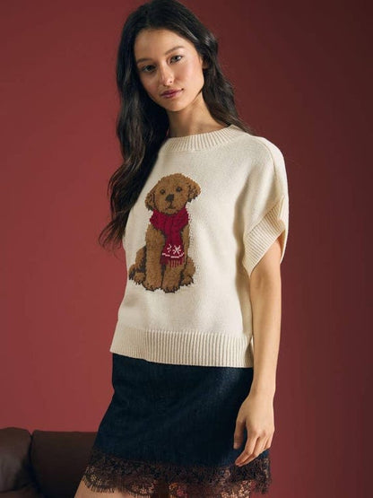 Back view of the comfortable cotton preppy crewneck pullover sweater